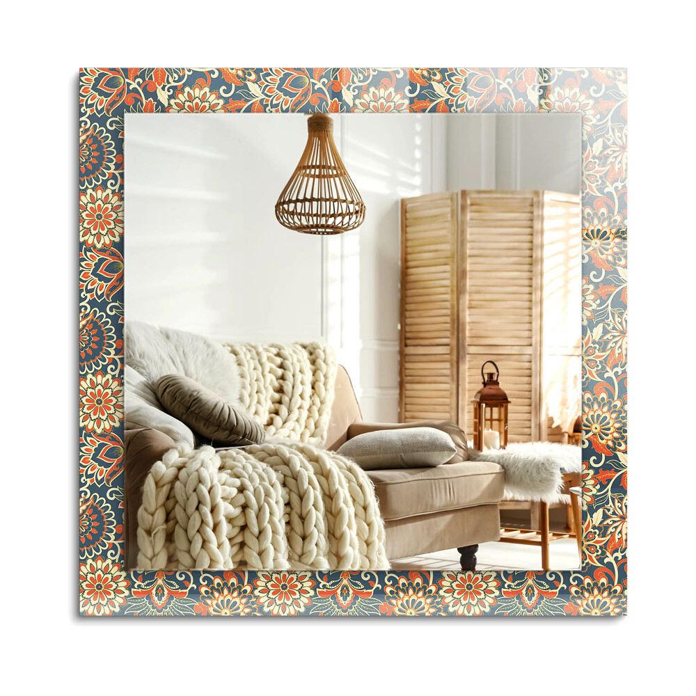 Lustro dekoracyjne prostokątne Kwiatowy wzór tapety