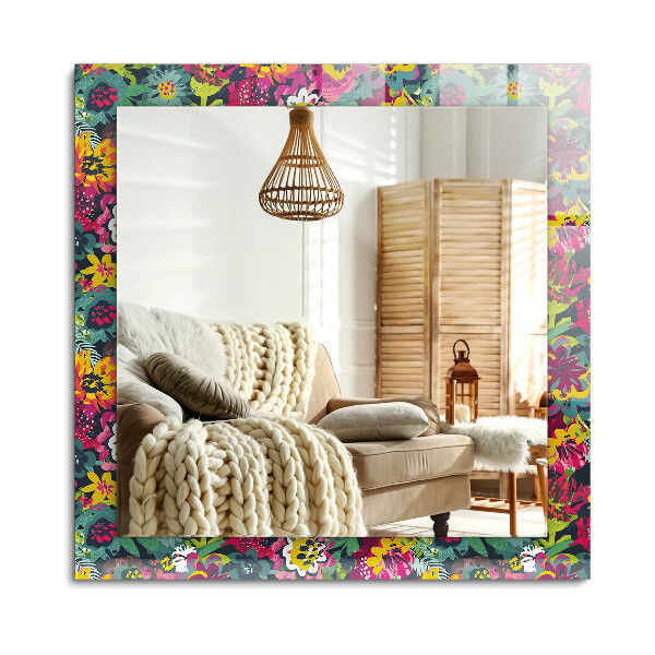 Lustro z nadrukiem dekoracyjne prostokątne Kolorowe kwiatowe wzory