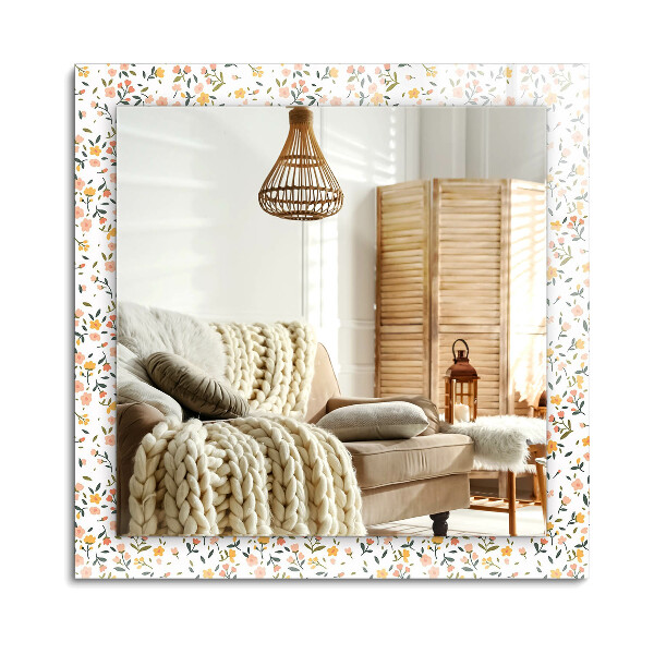 Lustro z nadrukiem dekoracyjne prostokątne Kwiatowy wzór tkaniny