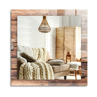 Lustro dekoracyjne prostokątne Drewniana ściana panelowa