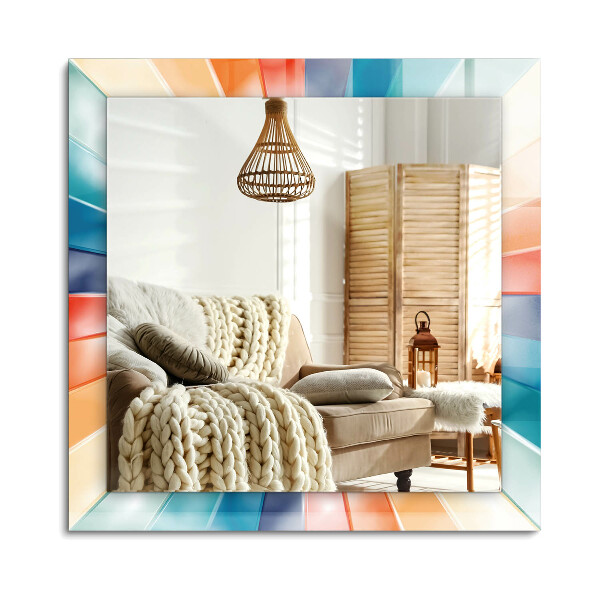 Lustro z nadrukiem dekoracyjne prostokątne Kolorowe promienie świetlne