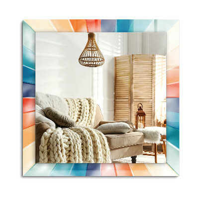 Lustro z nadrukiem dekoracyjne prostokątne Kolorowe promienie świetlne