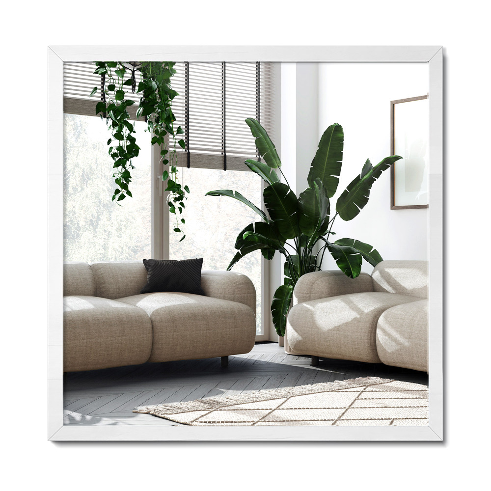 Prostokątne lustro nowoczesne z białą ramą