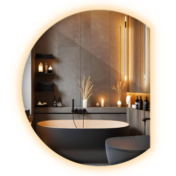 Lustro ścięte koło z podświetleniem LED