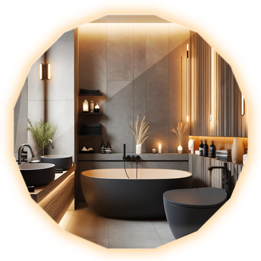 Lustro geometryczne LED bez ramy