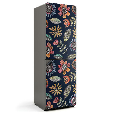 Mata magnetyczna na lodówkę Kwiatowy motyw z zielonymi liśćmi