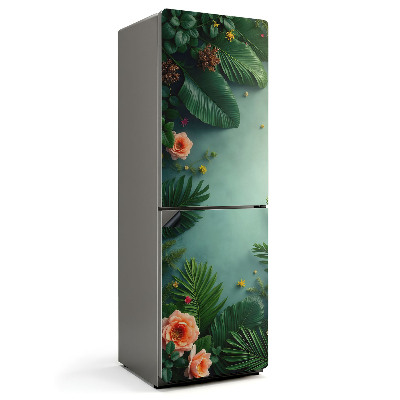 Mata magnetyczna na lodówkę Kwiaty z zielonymi liśćmi