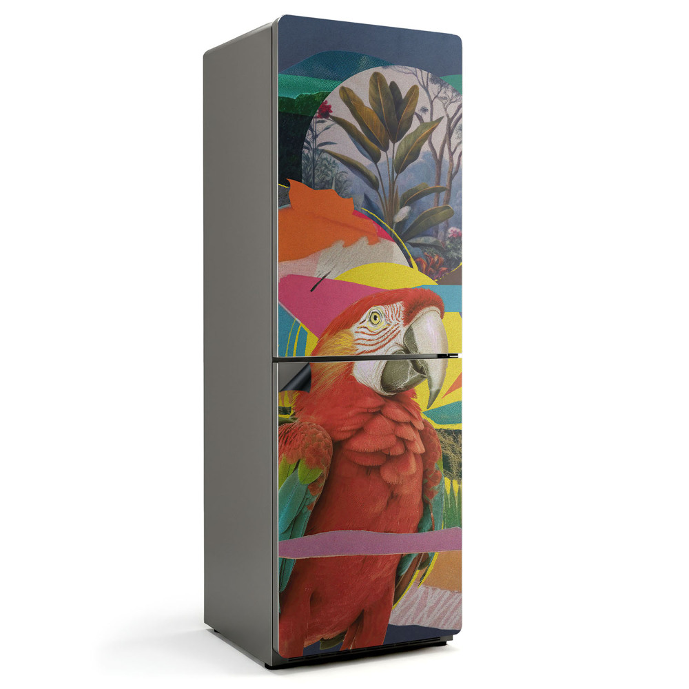 Mata magnetyczna na lodówkę Tropikalny kolaż z papugą