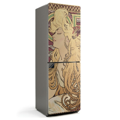 Mata magnetyczna na lodówkę Kobieta w stylu Alfonsa Muchy