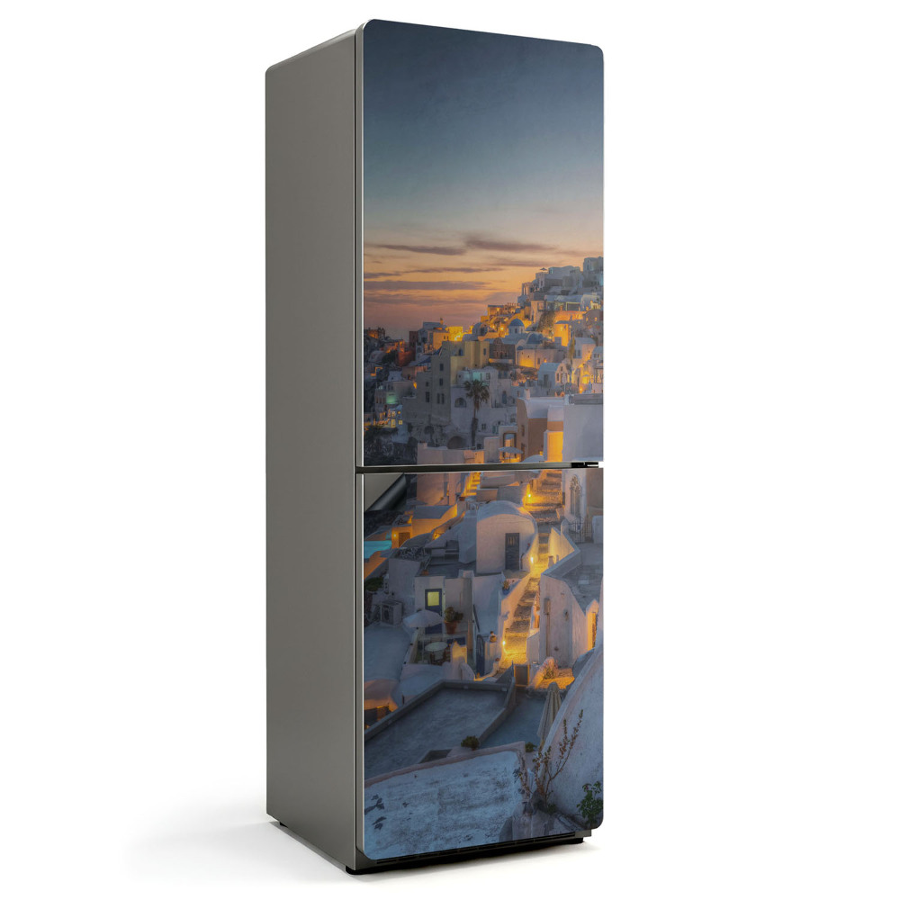 Mata magnetyczna na lodówkę Krajobraz Santorini w odcieniach błękitu