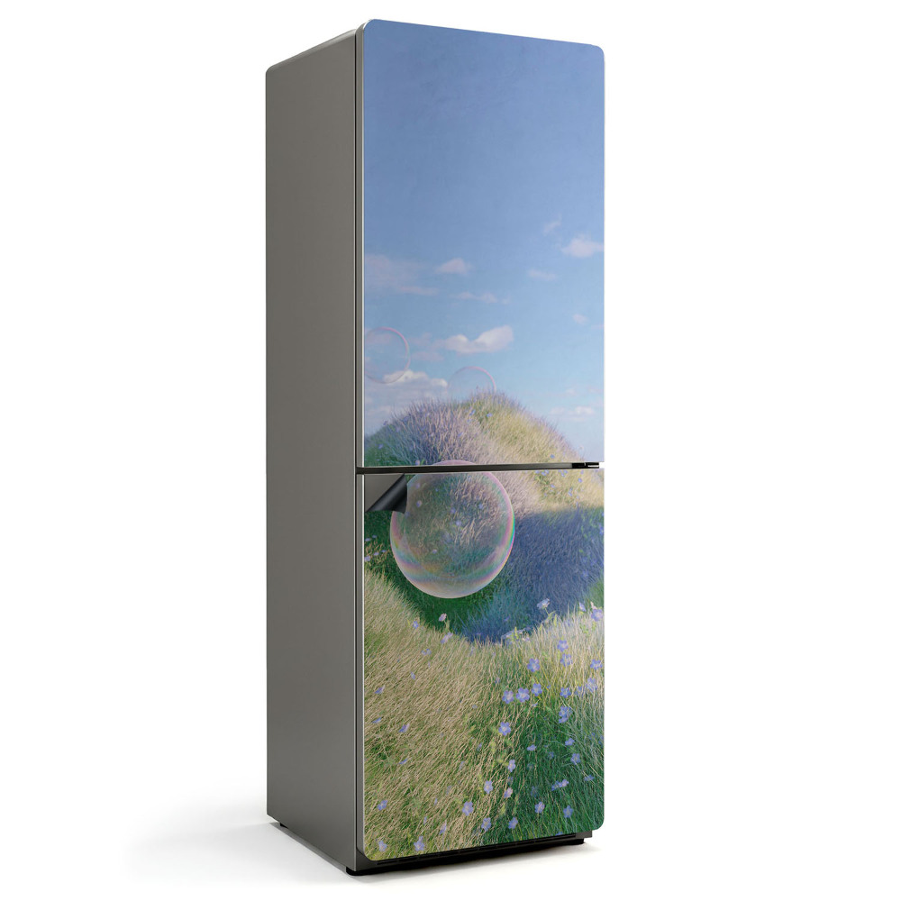 Mata magnetyczna na lodówkę Bańki mydlane wśród kwiatów