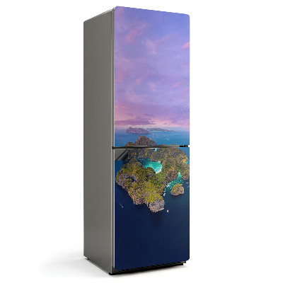 Mata magnetyczna na lodówkę Tropikalny krajobraz z laguną