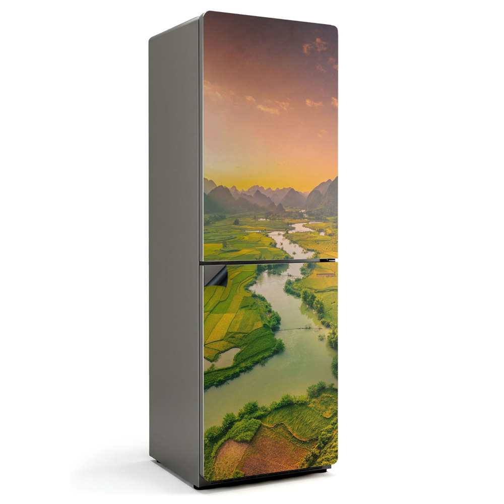 Mata magnetyczna na lodówkę Krajobraz pól i rzeki z lotu ptaka