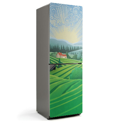 Mata magnetyczna na lodówkę Krajobraz wiejski w blasku słońca