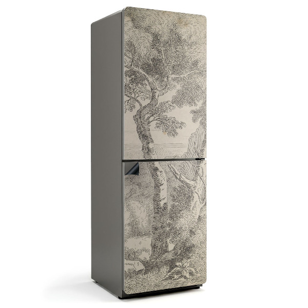 Mata magnetyczna na lodówkę Szkic drzewa w stylu archaicznym