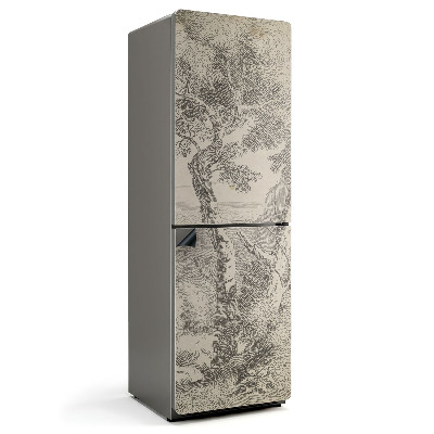 Mata magnetyczna na lodówkę Szkic drzewa w stylu archaicznym