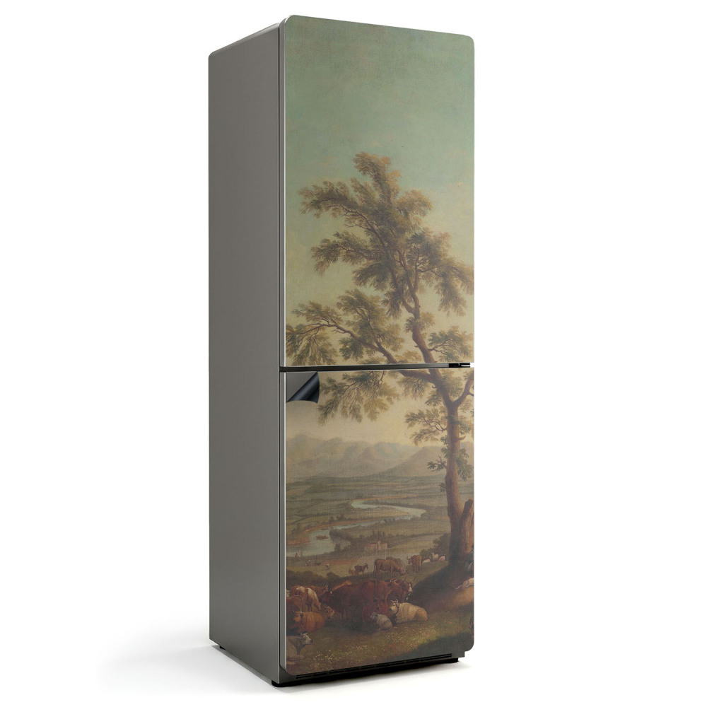 Mata magnetyczna na lodówkę Krajobraz wiejski z drzewem