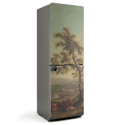 Mata magnetyczna na lodówkę Krajobraz wiejski z drzewem