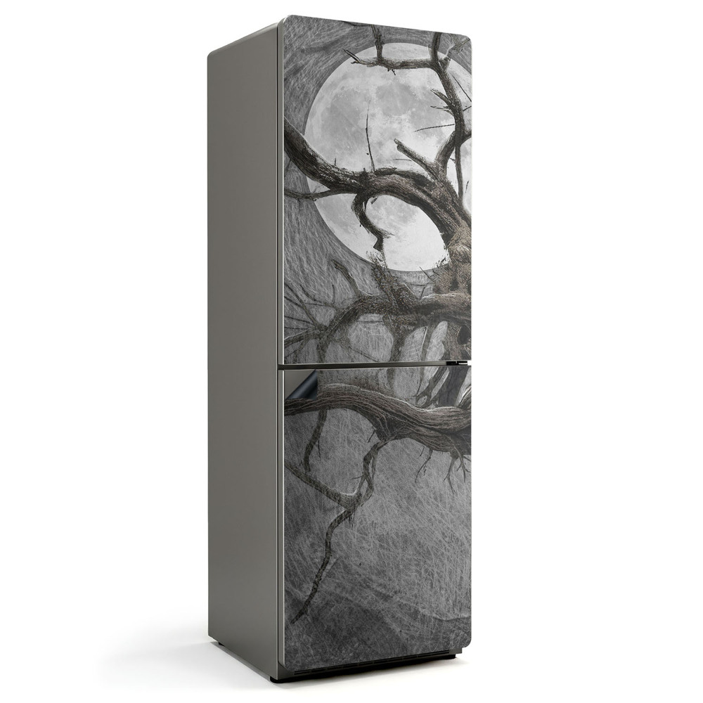 Mata magnetyczna na lodówkę Skręcony las z tajemniczym księżycem