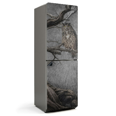 Mata magnetyczna na lodówkę Sowa na konarze w lesie