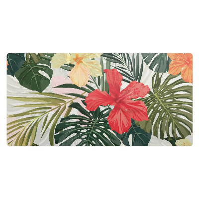 Mata na biurko Tropikalne kwiaty liście