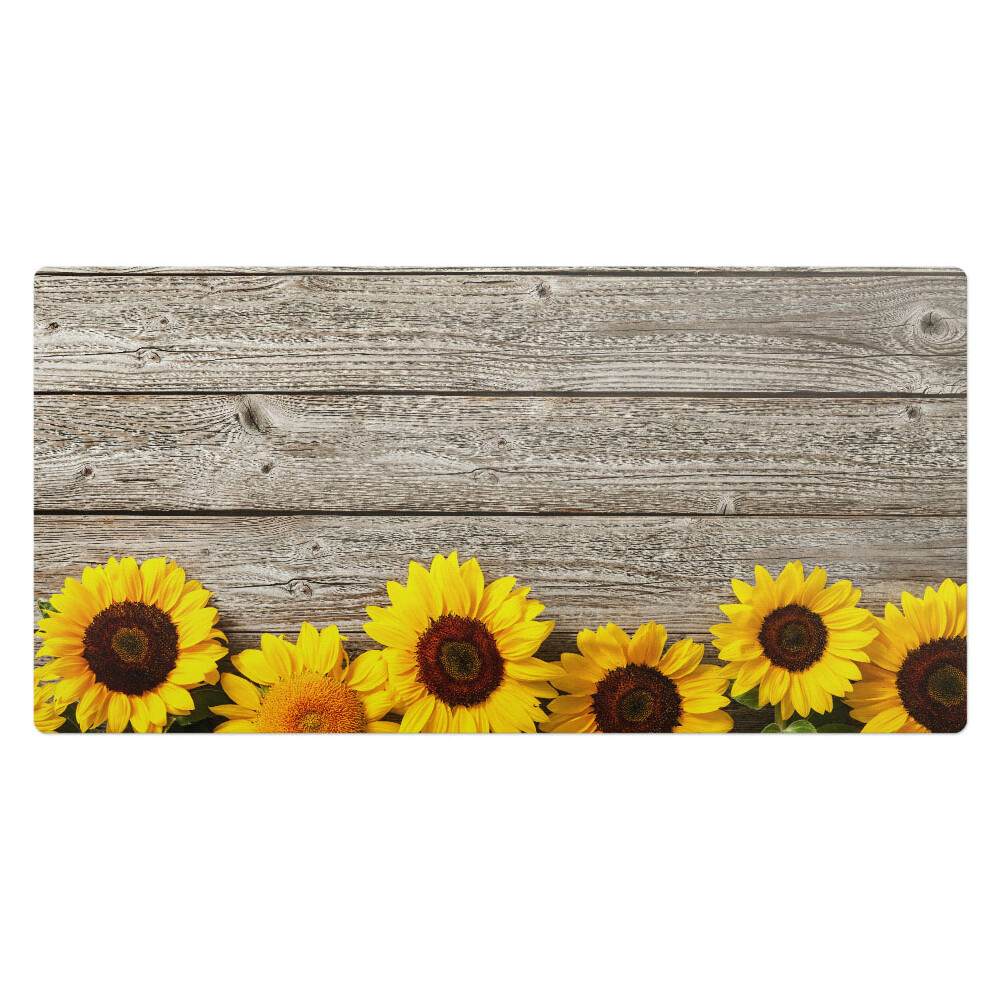 Podkładka na całe biurko Słoneczniki na tle drewna