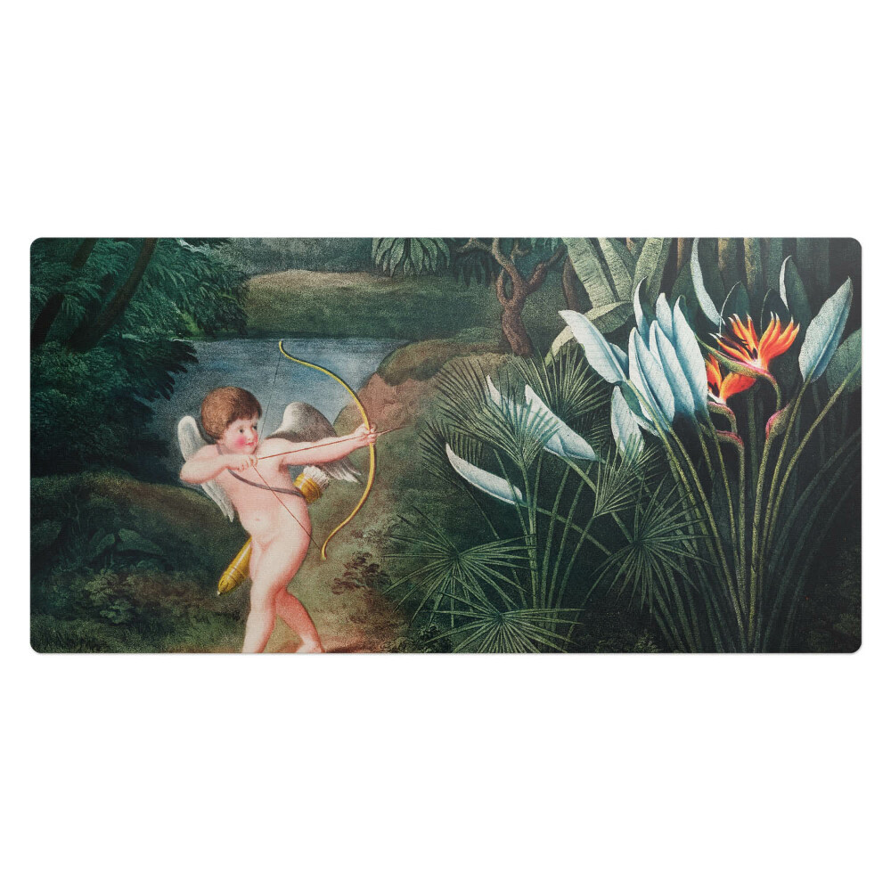 Duża podkładka na biurko dla dzieci Amor wśród kwiatów