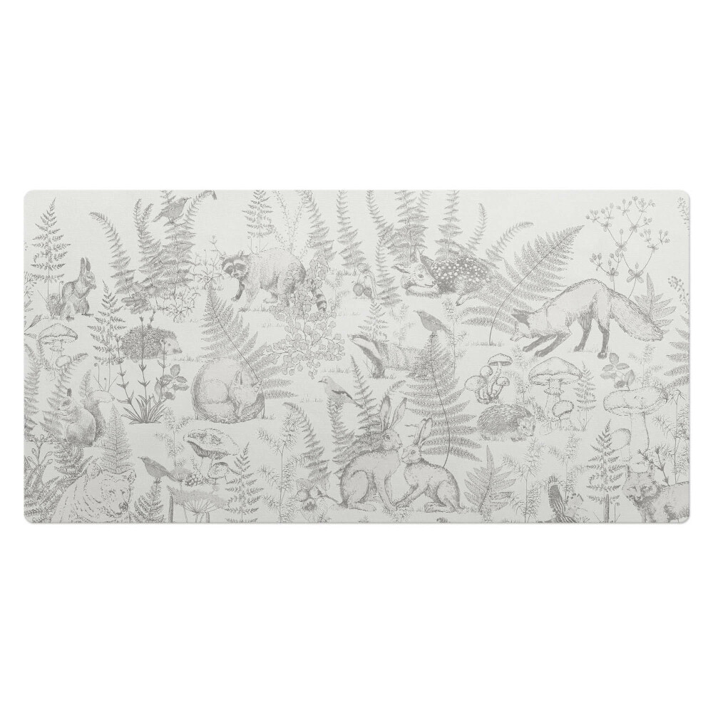 Mata ochronna na biurko Leśne zwierzęta i paprocie