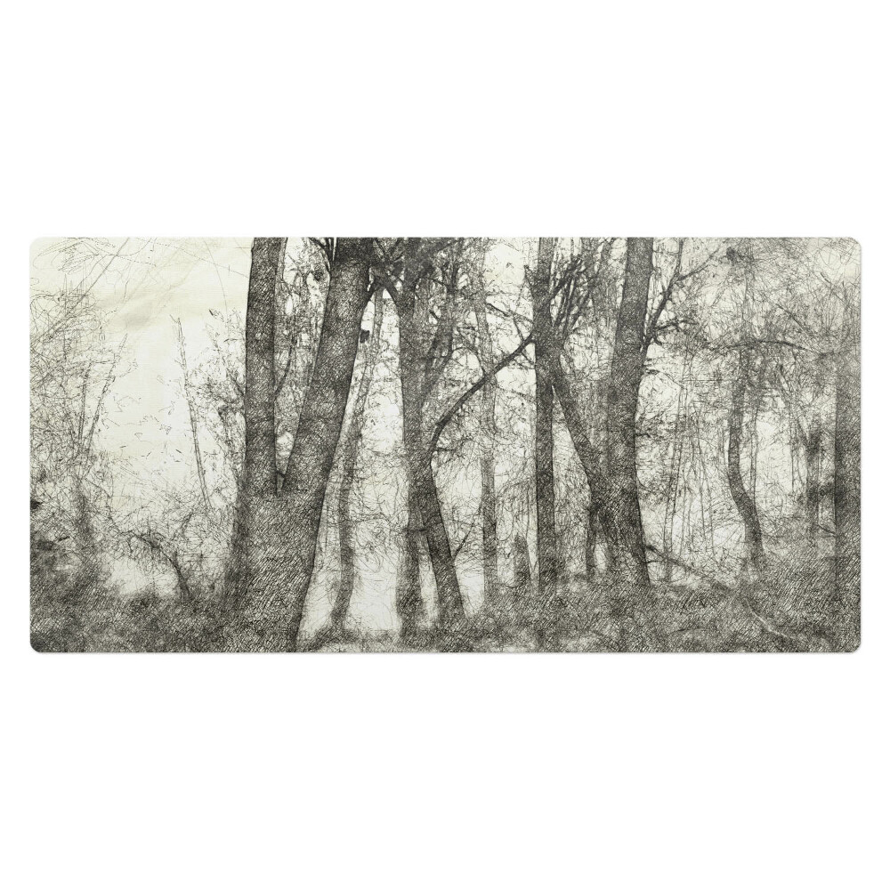 Duża podkładka na biurko Szkic lasu w sepii