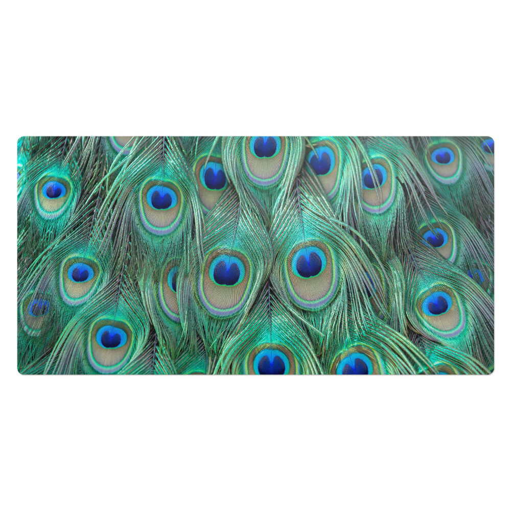 Mata na biurko Pawie pióra wzór