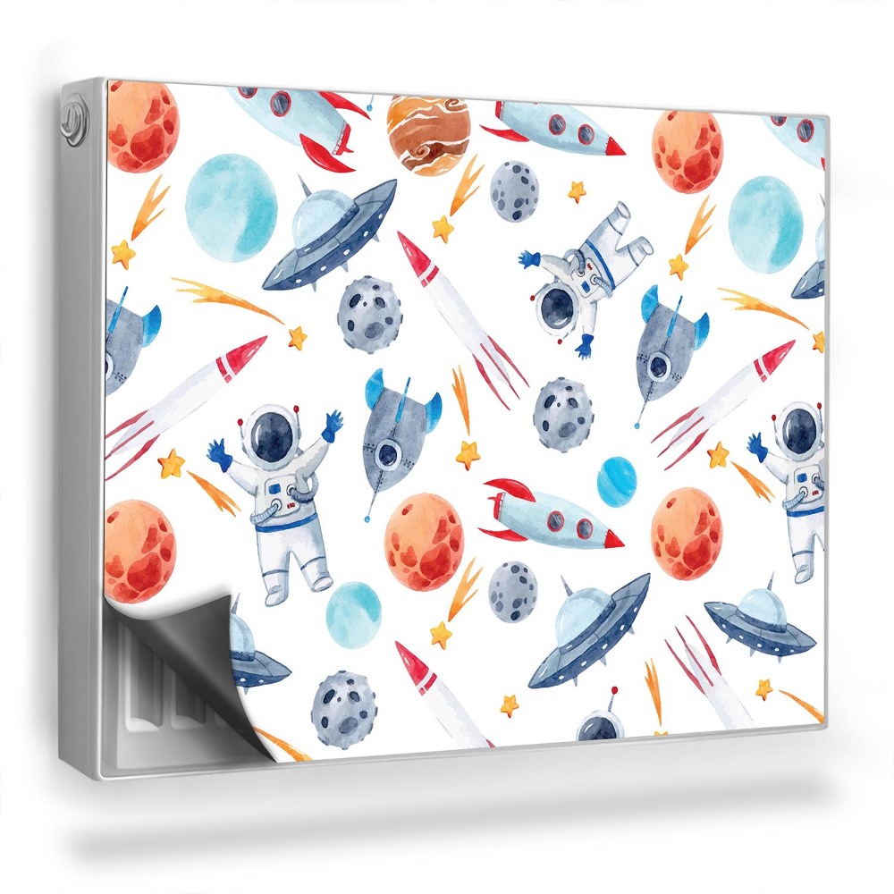 Mata magnesowa na kaloryfer Pastelowy kosmos planety astronauci rakiety