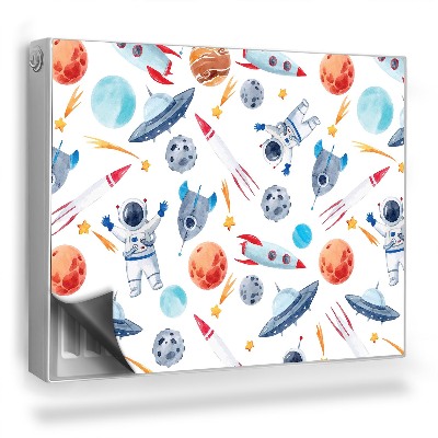 Mata magnesowa na kaloryfer Pastelowy kosmos planety astronauci rakiety