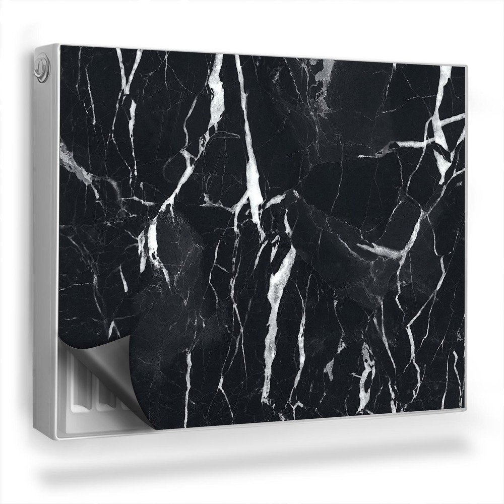 Mata magnetyczna na grzejnik Ciemny marmur białe pęknięcia na kamieniu