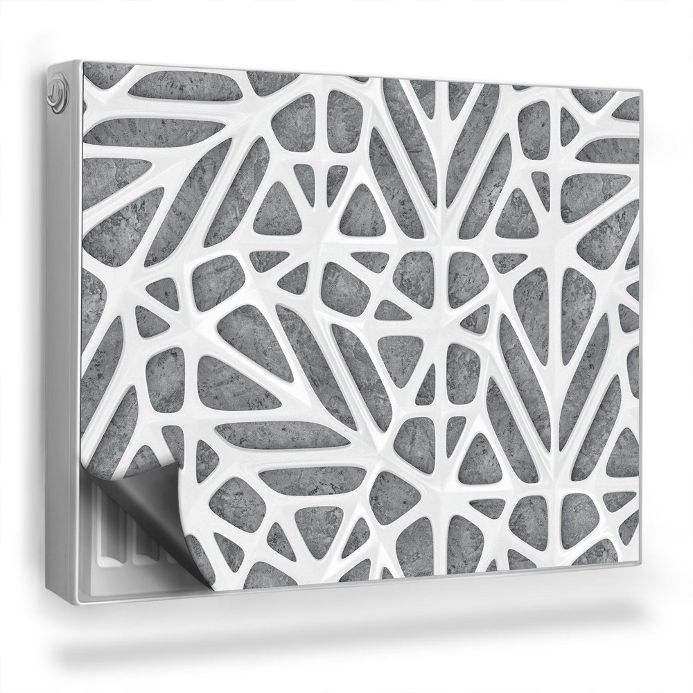 Mata magnetyczna na grzejnik Geometryczny wzór ażurowy szare tło