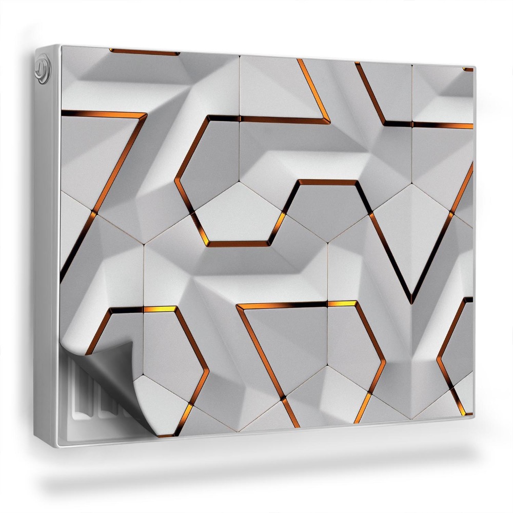 Mata magnetyczna na grzejnik Jasne płytki heksagony geometryczne linie