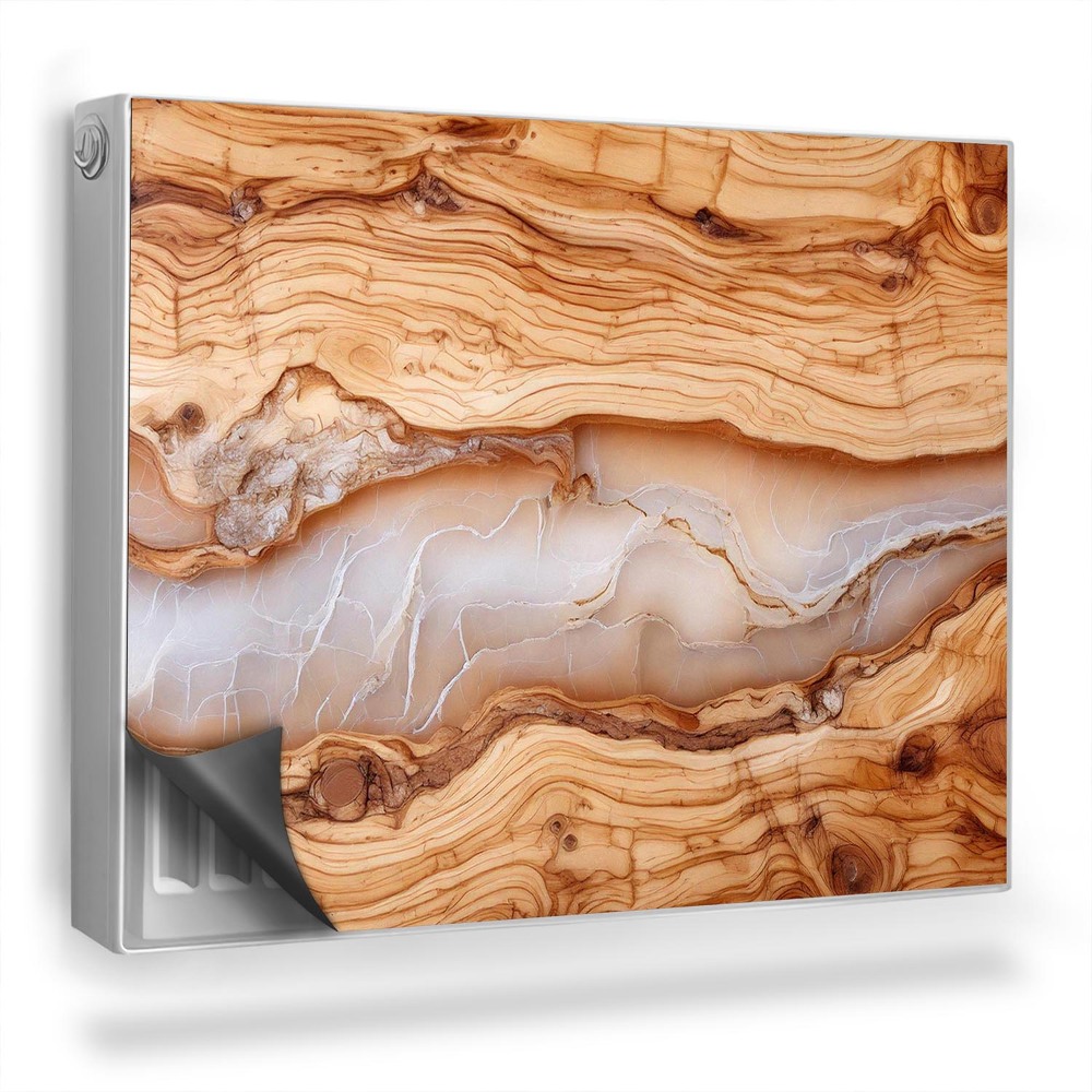 Mata magnetyczna na grzejnik Jasne drewno zatopiona żywica tekstura