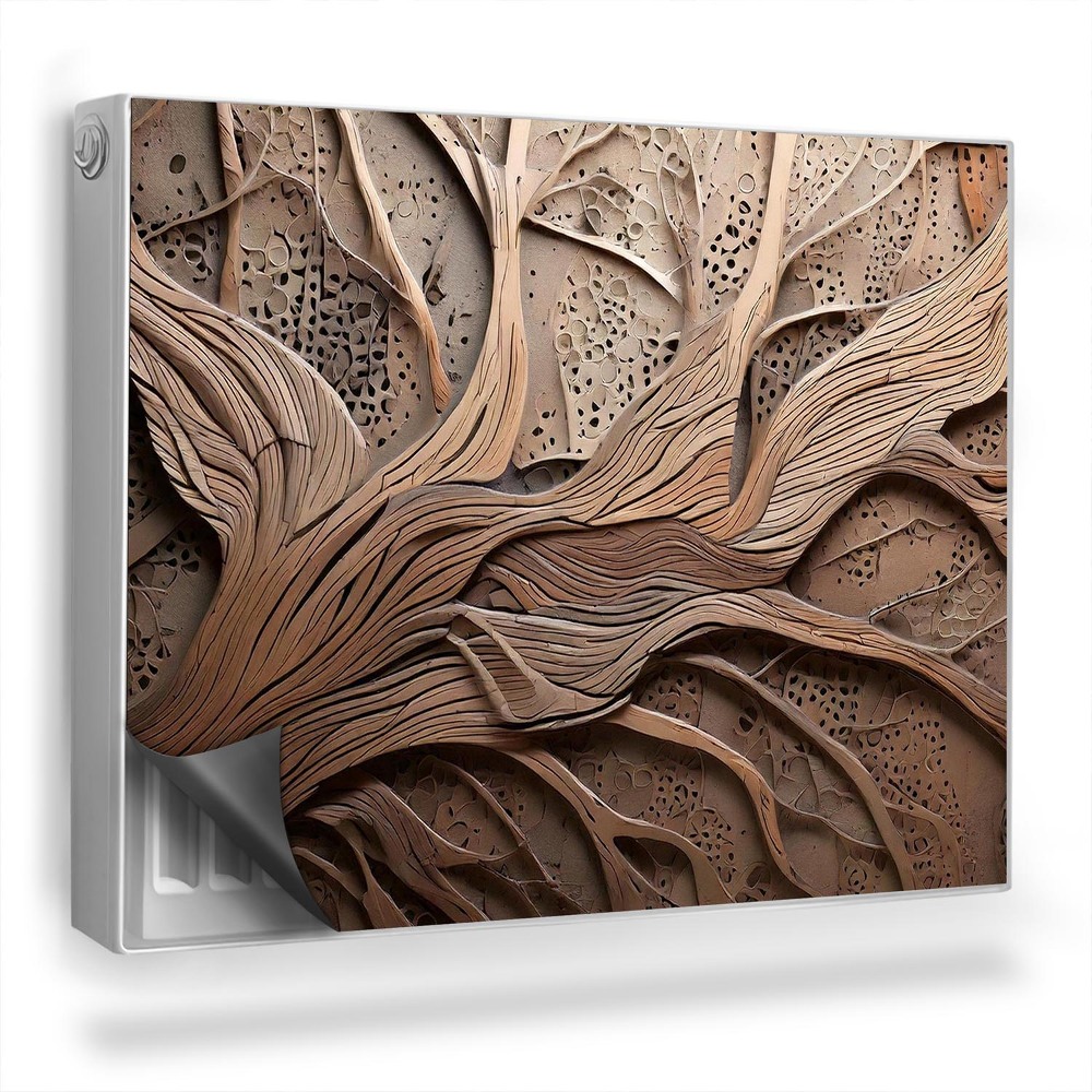 Mata magnesowa na kaloryfer Motyw drzewa na teksturze drewna