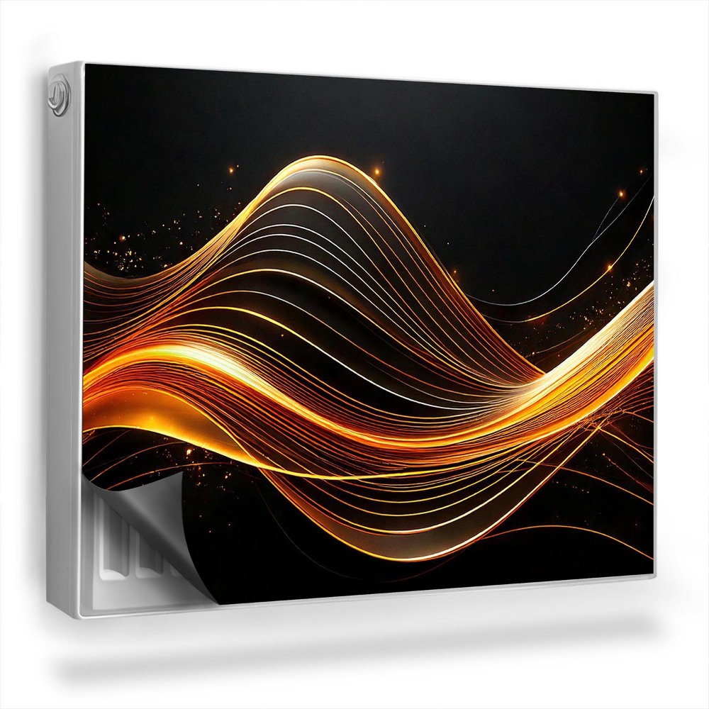 Mata magnetyczna na grzejnik Świetliste abstrakcyjne linie czarne tle