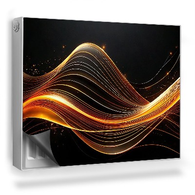 Mata magnetyczna na grzejnik Świetliste abstrakcyjne linie czarne tle