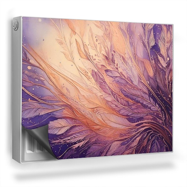 Mata magnesowa na kaloryfer Malarskie ślady pędzla, liście, pióra