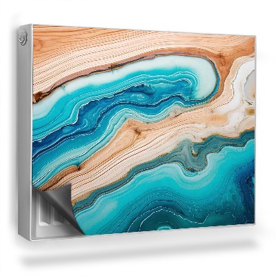 Mata magnetyczna na grzejnik Jasne drewno żywica w barwach morskich