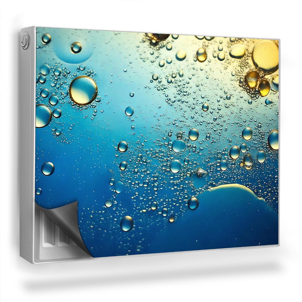 Mata magnesowa na kaloryfer Zoom kropel oleju w wodzie, błękit i żółć