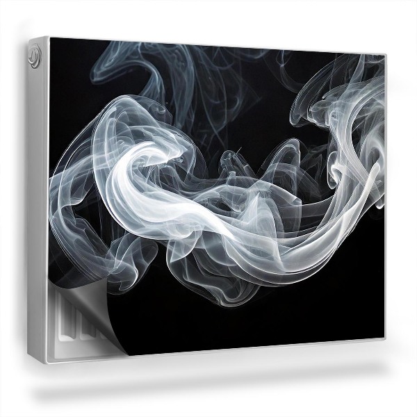 Mata magnetyczna na grzejnik Delikatny szlak białego dymu, czarne tło