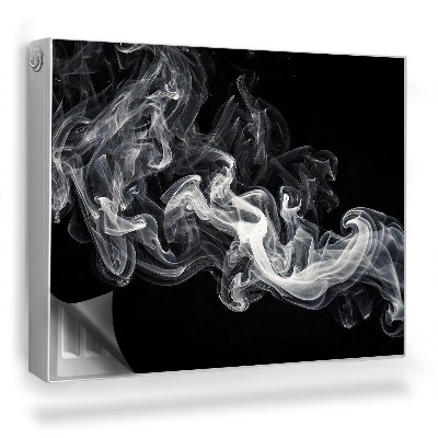 Mata magnesowa na kaloryfer Wijący się szlak białego dymu, czarne tło