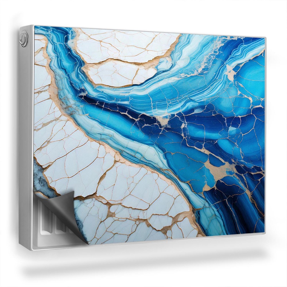 Mata magnesowa na kaloryfer Marmur biało-niebieski przecinany żyłkami