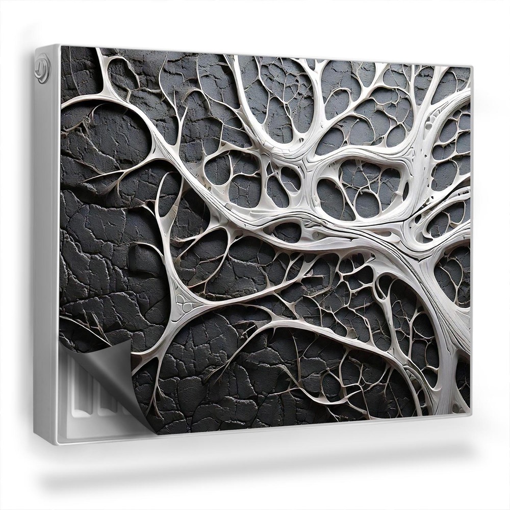 Mata magnesowa na kaloryfer Biały wzór przypominający gałęzie, żyły