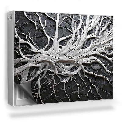 Mata magnetyczna na grzejnik Biały wzór przypominający gałęzie korzenie