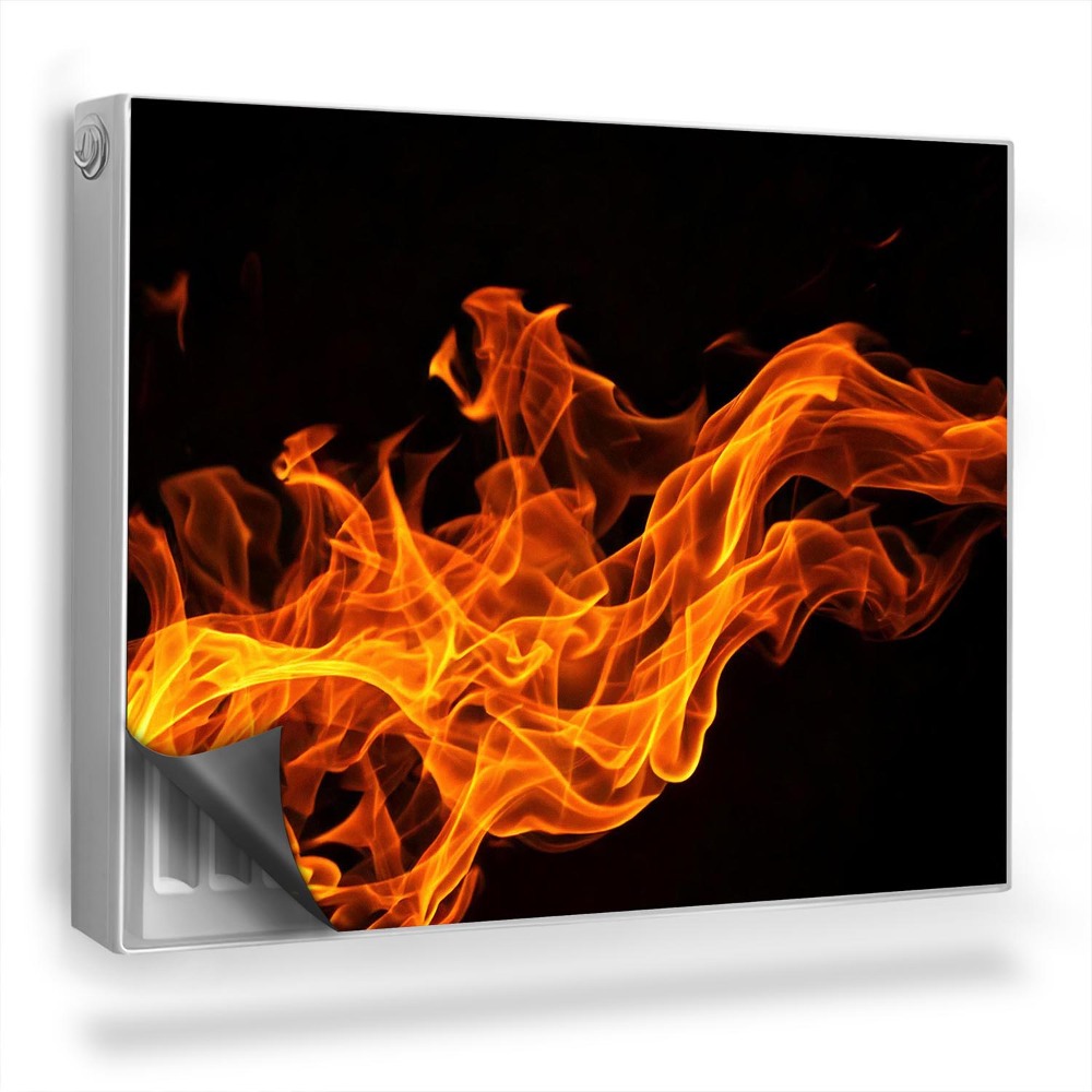 Mata magnesowa na kaloryfer Piękne ogniste płomienie na czarnym tle