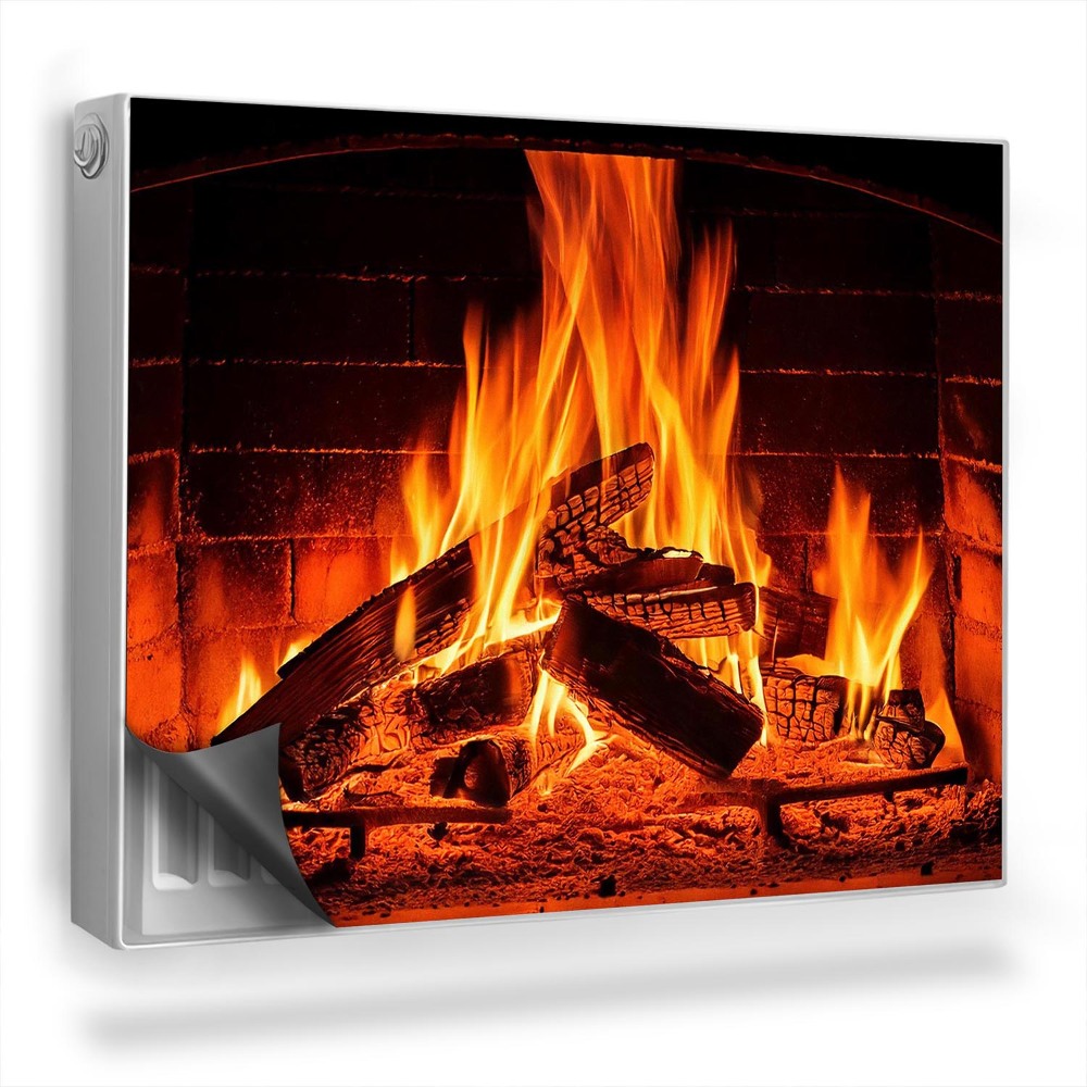 Mata magnetyczna na grzejnik Drewno i ogień w kominku domowym