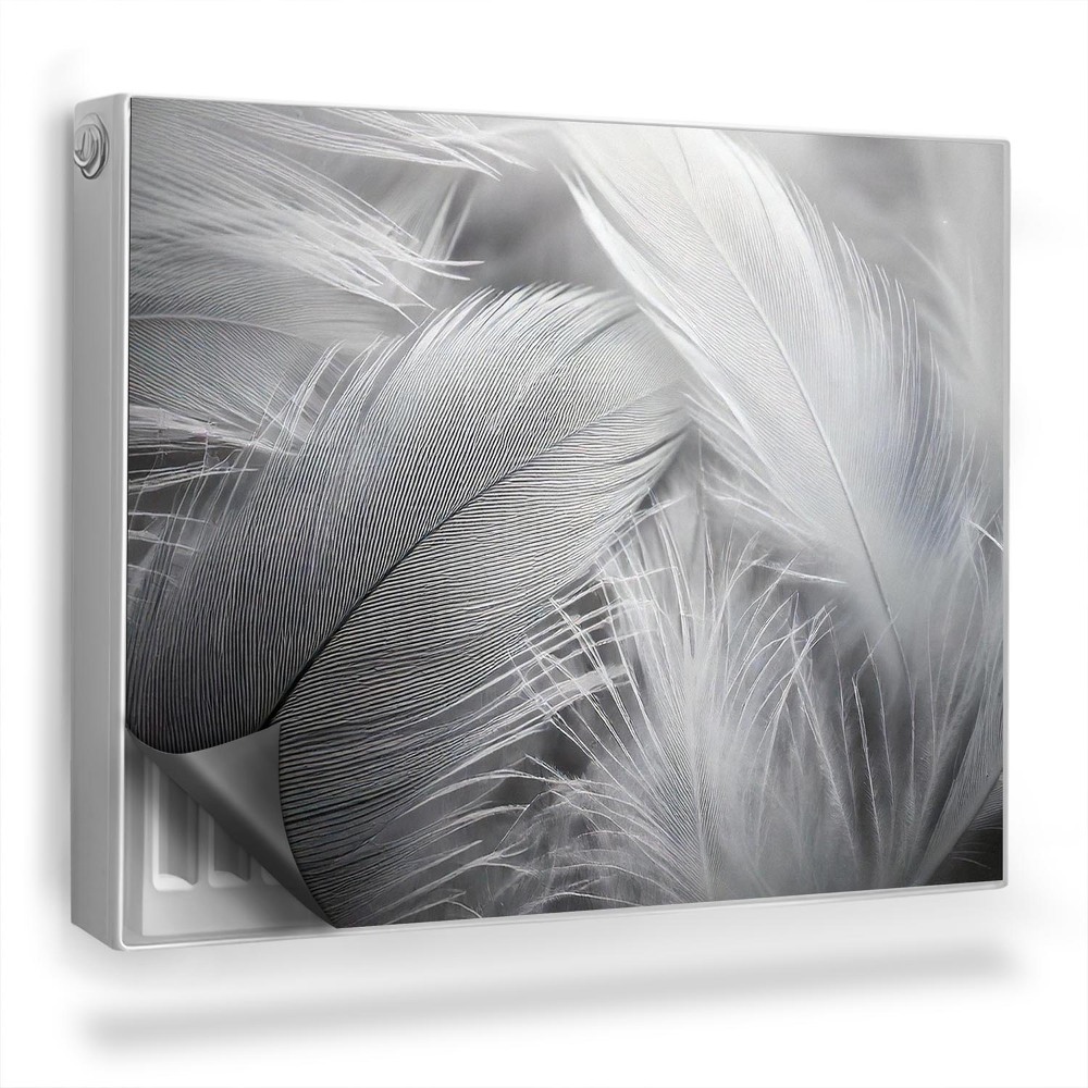 Mata magnesowa na kaloryfer Delikatne ptasie pióra czarno-białe